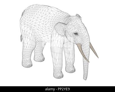 Vector illustration of polygonal elephant. Isolated. Stock Vector