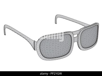 Vector illustration glasses with polygons in 3D style. Isolated. Stock Vector