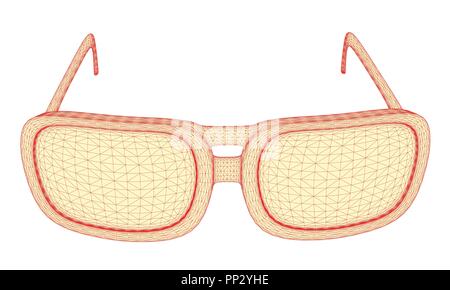 Vector illustration glasses with polygons in 3D style. Isolated. Stock Vector