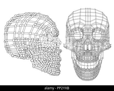 Vector illustration of abstract skull consisting of strips. Stock Vector