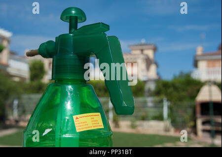 A plant spray which relies on air pressure for spraying plants and trees with insecticides Stock Photo