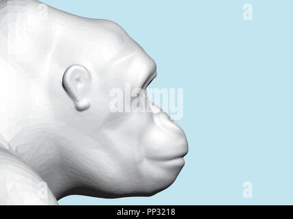Vector illustration background with a polygonal gorilla. 3D. Stock Vector