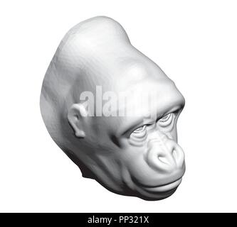 Vector illustration background with a polygonal gorilla. 3D. Stock Vector