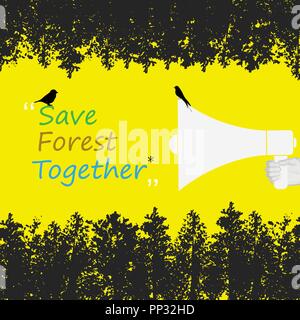 Vector illustration of a conceptual background with trees and quote. Stock Vector