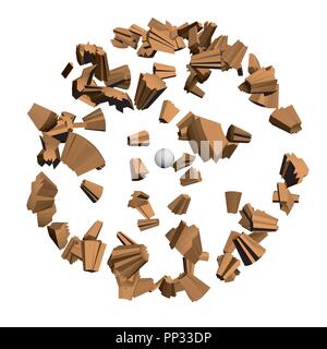 Vector illustration of sphere the explosion. Many of the fragments. 3D. Isolated. Stock Vector