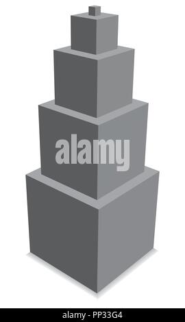 Vector illustration of a pyramid of cubes. To high. Isolated. 3D. Stock Vector