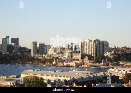 View from Observatory Hill Rotunda, Sydney, Australia looking down over ...