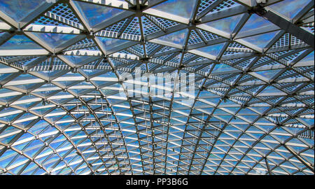 Triangular pattern of transparent glass modern roof Stock Photo