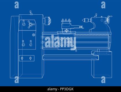 Lathe concept. Vector rendering of 3d Stock Vector