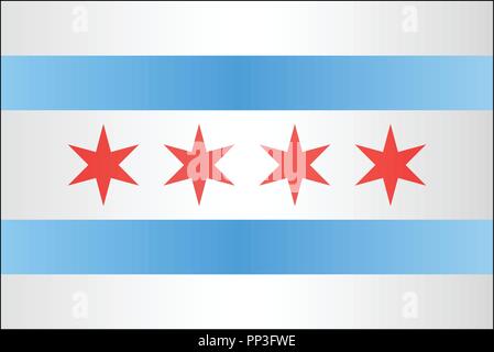 Grunge flag of Chicago - illustration,  The flag of the state of Chicago Stock Vector