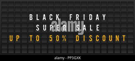 Black Friday Sale Banner Design Template Vector Illustration - Airport mechanical flip board panel concept Stock Vector