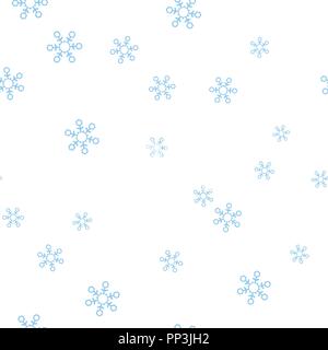 Blue snowflakes seamless pattern. Isolated on a white background. Vector illustration. Stock Vector