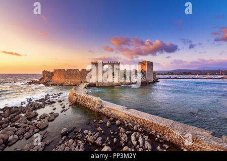 The Venetian Fortress of Methoni at sunset in Peloponnese, Messenia, Greece Stock Photo