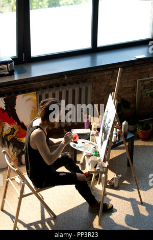 Contemporary Artist in Sunlight Stock Photo