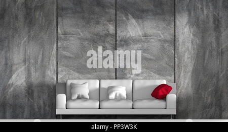 3d concrete wall and white sofa background Stock Photo