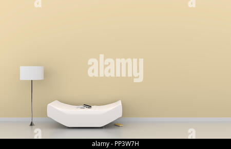 3d liveing room with white sofa book and white lamp Stock Photo