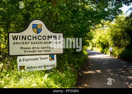 Winchcombe is crossed by seven long-distance footpaths in the Cotswolds, England. Stock Photo