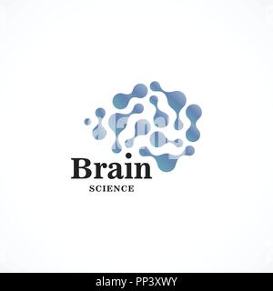 Color round shape vector icon. Creative brain logo template. Round science technology logotype. Simple style sign. Blue abstract symbol. Isolated vector illustration on white background. Stock Vector