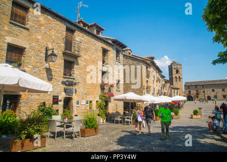 Plaza Mayor. Ainsa, Huesca province, Aragon, Spain. Stock Photo