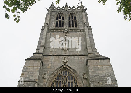 Taken on an overcast day, to capture the ancient plain architecture of St Mary's Church, in Tickhill, Doncaster. Stock Photo