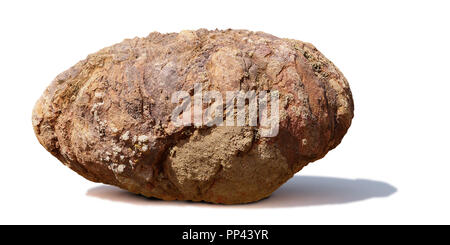 natural brown granite stone isolated with shadow on white background Stock Photo