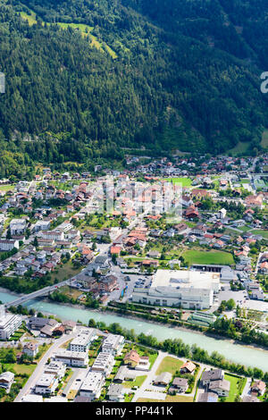 Zams: view to Zams, river Inn, TirolWest Region, Tirol, Tyrol, Austria Stock Photo
