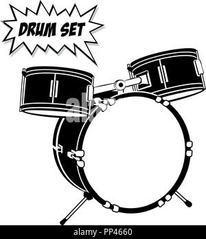 Drum set with basic 3 pcs. Stock Vector