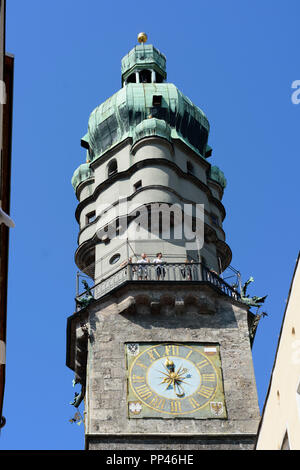 Innsbruck: tower of Stadtturm (city tower) of Altes Rathaus (Old Town Hall), Region Innsbruck, Tirol, Tyrol, Austria Stock Photo