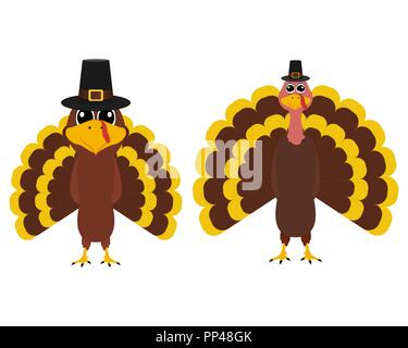 Turkey Pilgrimin on Thanksgiving Day Stock Vector