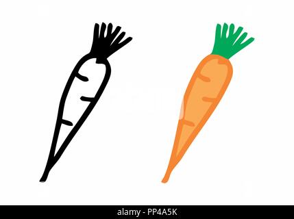 Freehand illustration of black and colorful carrots Stock Vector