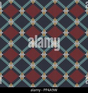 Geometric abstract knitted pattern. Abstract ethnic seamless pattern. Design for sweater, scarf, comforter or clothes texture. Vector illustration. Stock Vector