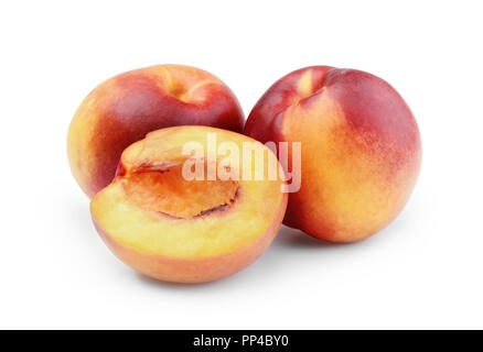 Ripe nectarines isolated on white background Stock Photo