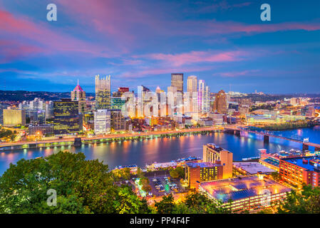 Pittsburgh, Pennsylvania, USA skyline on the River. Stock Photo