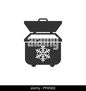 Portable fridge refrigerator icon in flat style. Freezer bag container vector illustration on white isolated background. Fridge business concept. Stock Vector