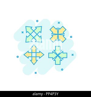 Cartoon colored arrows icon in comic style. Aim cursor sign illustration pictogram. Arrow splash business concept. Stock Vector