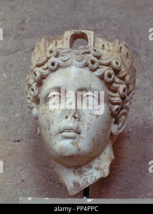 Marble head of the goddess Tyche in The Jordan Museum of Archaeology ...