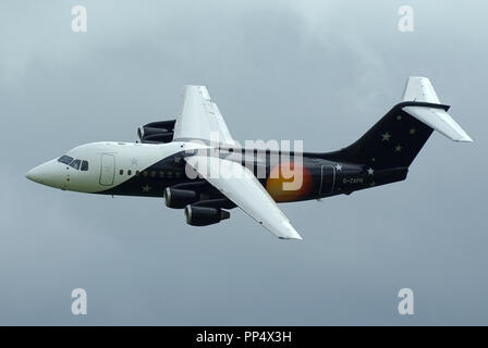 Titan Airways BAe146 jet airliner plane G-ZAPN. Airline. Flying. Air travel. Transport Stock Photo
