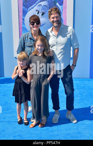 California, USA. 23rd Sept 2018. Katie Aselton, her husband Mark Duplass and her kids Ora Duplass and Molly Duplass attending the 'Smallfoot' world premiere at Regency Village Theater on September 22, 2018 in Westwood, California. Credit: Geisler-Fotopress GmbH/Alamy Live News Stock Photo