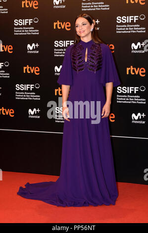 Leonor Watling attending the 'An Unexpected Love' premiere during the 66th San Sebastian International Film Festival at the Kursaal on September 21, 2018 in San Sebastian, Spain. Credit: Geisler-Fotopress GmbH/Alamy Live News Stock Photo