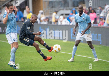 Chester, Pennsylvania, USA. 23rd Sep, 2018. Philadelphia Union's FAFA PICAULT (9) in action against Sporting KC during the match at Talen Energy Stadium in Chester Pennsylvania Credit: Ricky Fitchett/ZUMA Wire/Alamy Live News Stock Photo