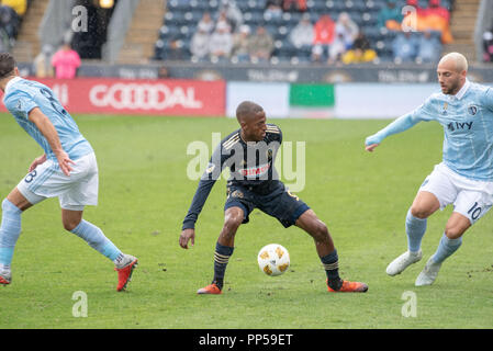 Chester, Pennsylvania, USA. 23rd Sep, 2018. Philadelphia Union's FAFA PICAULT (9) in action against Sporting KC during the match at Talen Energy Stadium in Chester Pennsylvania Credit: Ricky Fitchett/ZUMA Wire/Alamy Live News Stock Photo