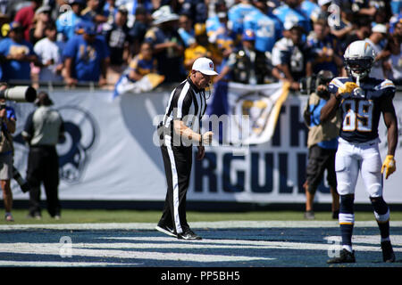 Los Angeles, CA, USA. 23rd Sep, 2018. Referee John Hussey during the NFL Los Angeles Chargers vs Los Angeles Rams at the Los Angeles Memorial Coliseum in Los Angeles, Ca on September 23, 2018. Jevone Moore Credit: csm/Alamy Live News Stock Photo