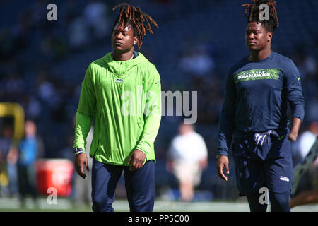 Seattle, WA, USA. 30th Dec, 2018. Seattle Seahawks linebacker Shaquem  Griffin (49) and Seattle Seahawks cornerback Shaquill Griffin (26) before a  game between the Arizona Cardinals and the Seattle Seahawks at CenturyLink