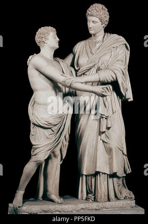 Greek school. Orestes and Electra. 1st century BC. Rome, Thermae museum. Author: MENELAO (DISCIPULO DE PRAXITELES). Location: MUSEO DE LAS TERMAS. Rome. ITALIA. Stock Photo