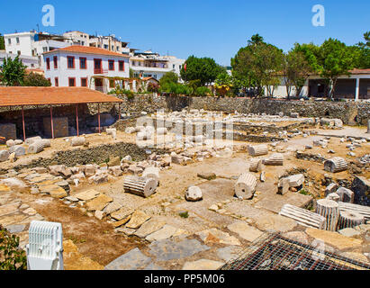 The ruins of the Mausoleum of Halicarnassus, one of the Seven Wonders of the World. Bodrum, Mugla Province, Turkey. Stock Photo