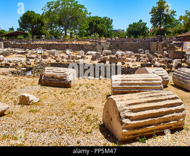 The ruins of the Mausoleum of Halicarnassus, one of the Seven Wonders of the World. Bodrum, Mugla Province, Turkey. Stock Photo