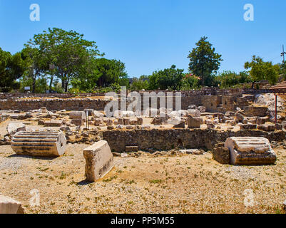 The ruins of the Mausoleum of Halicarnassus, one of the Seven Wonders of the World. Bodrum, Mugla Province, Turkey. Stock Photo