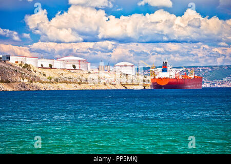 LNG terminal on Krk island view, energy port in Croatia Stock Photo