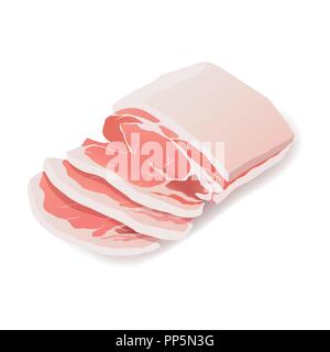 Raw pork steak vector meat icon on white Stock Vector