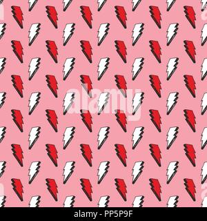 Lightning seamless pattern vector illustration. Hand drawn sketched doodle lightning symbols. Stock Vector
